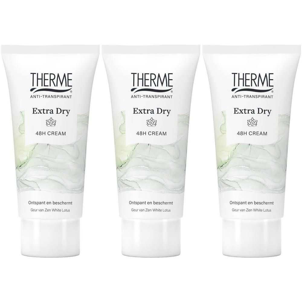 Trois tubes de crème Therme Extra Dry 48H Lotus Zen.