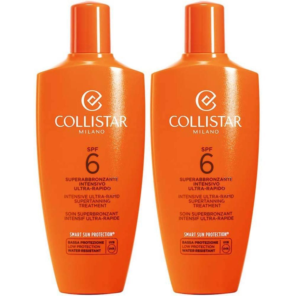 Deux flacons orange de traitement bronzant intensif Collistar SPF 6.