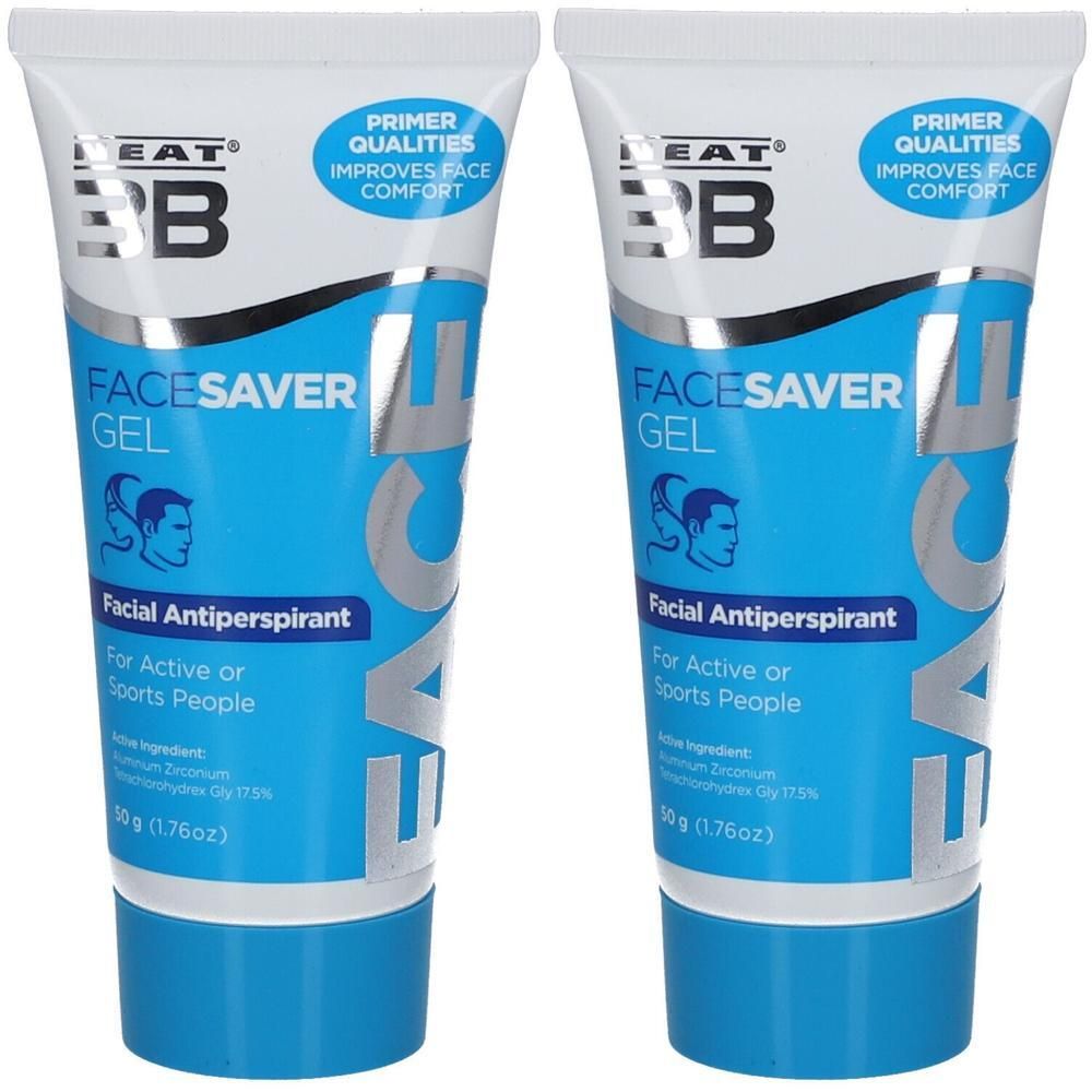 Twee tubes Neat Face Saver Gel gezichts-anti-transpirant voor actieve of sportieve mensen.