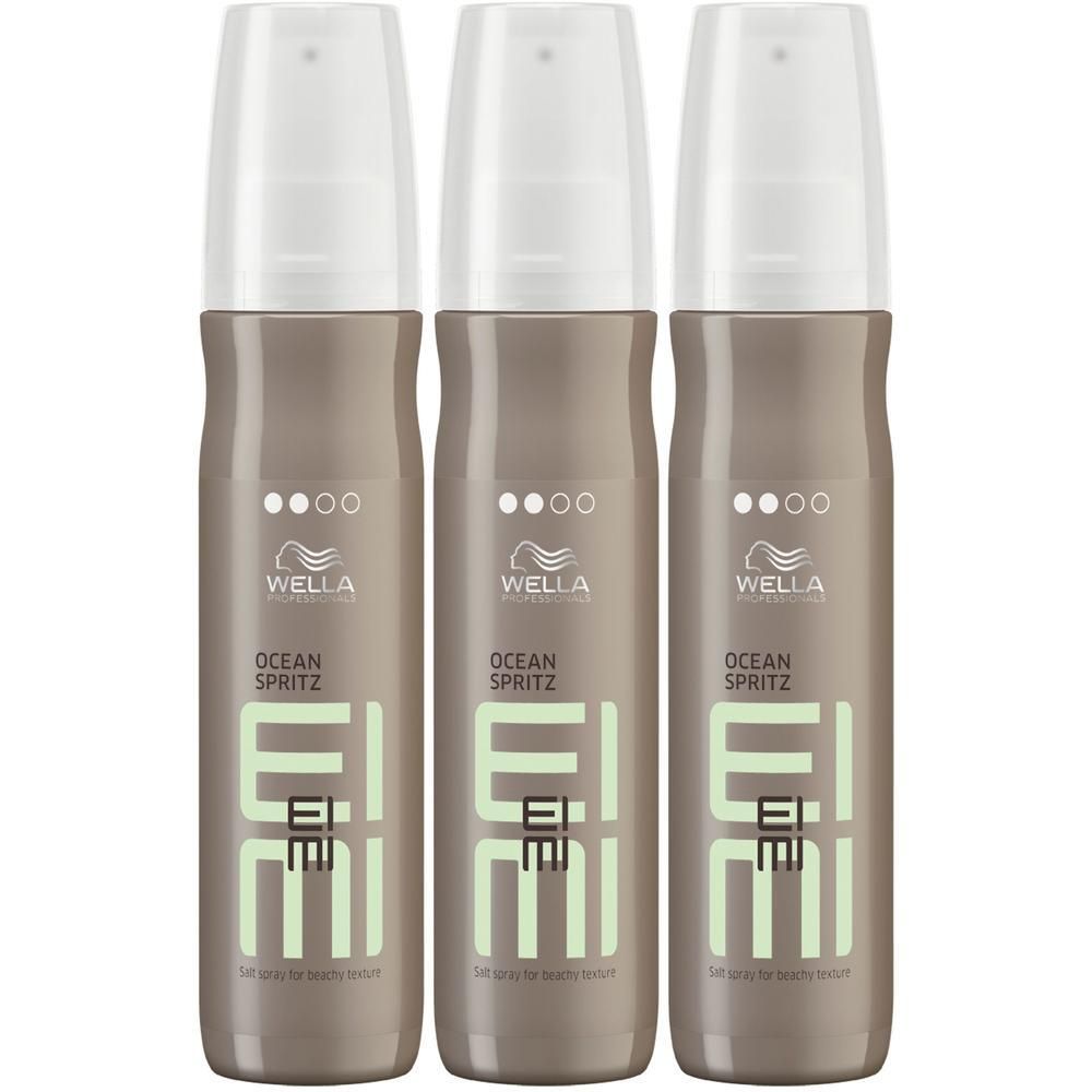 Drie flacons WELLA PROFESSIONALS Ocean Spritz haarspray.