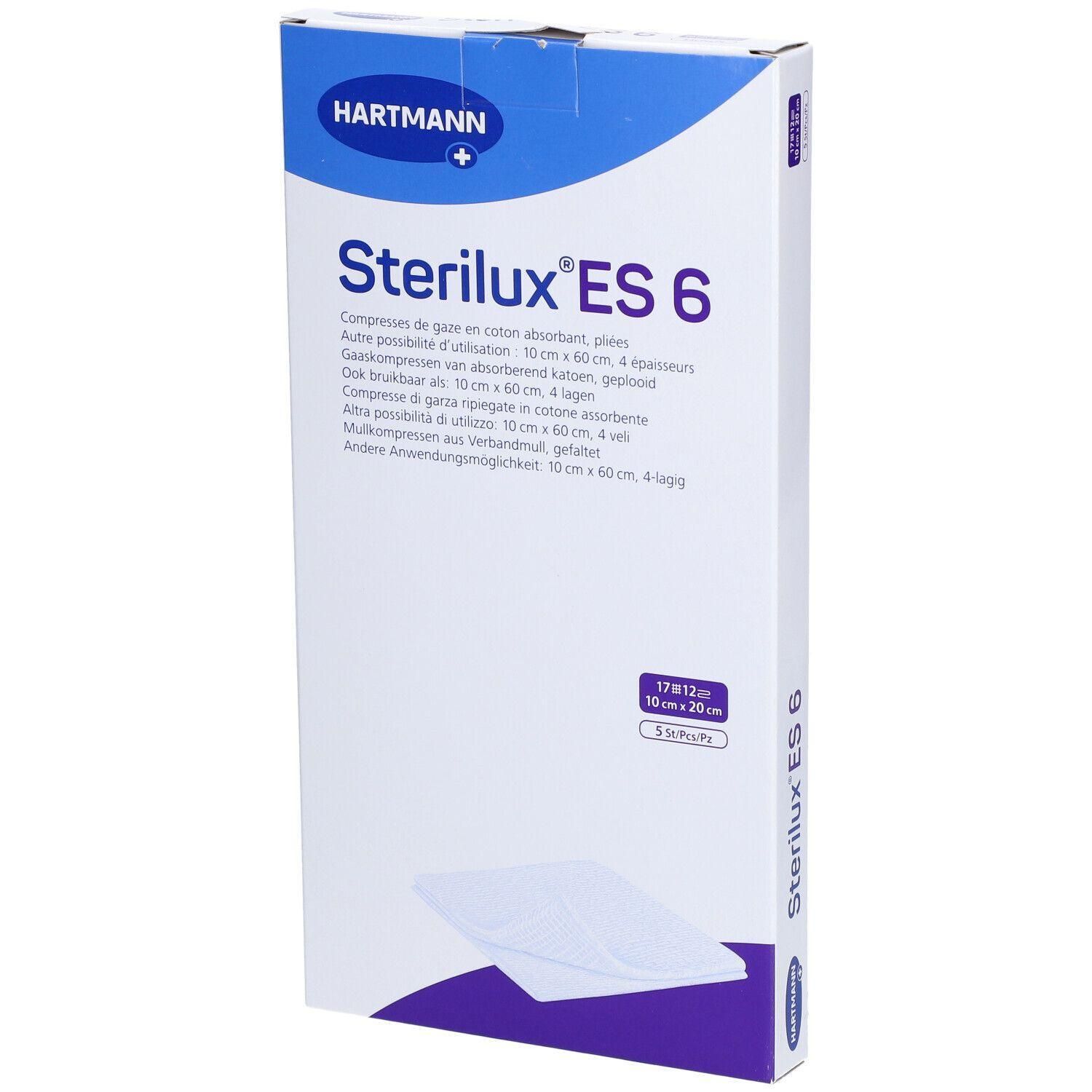 Emballage Sterilux ES 6 compresses de gaze 10cm x 20cm, 5 pièces.
