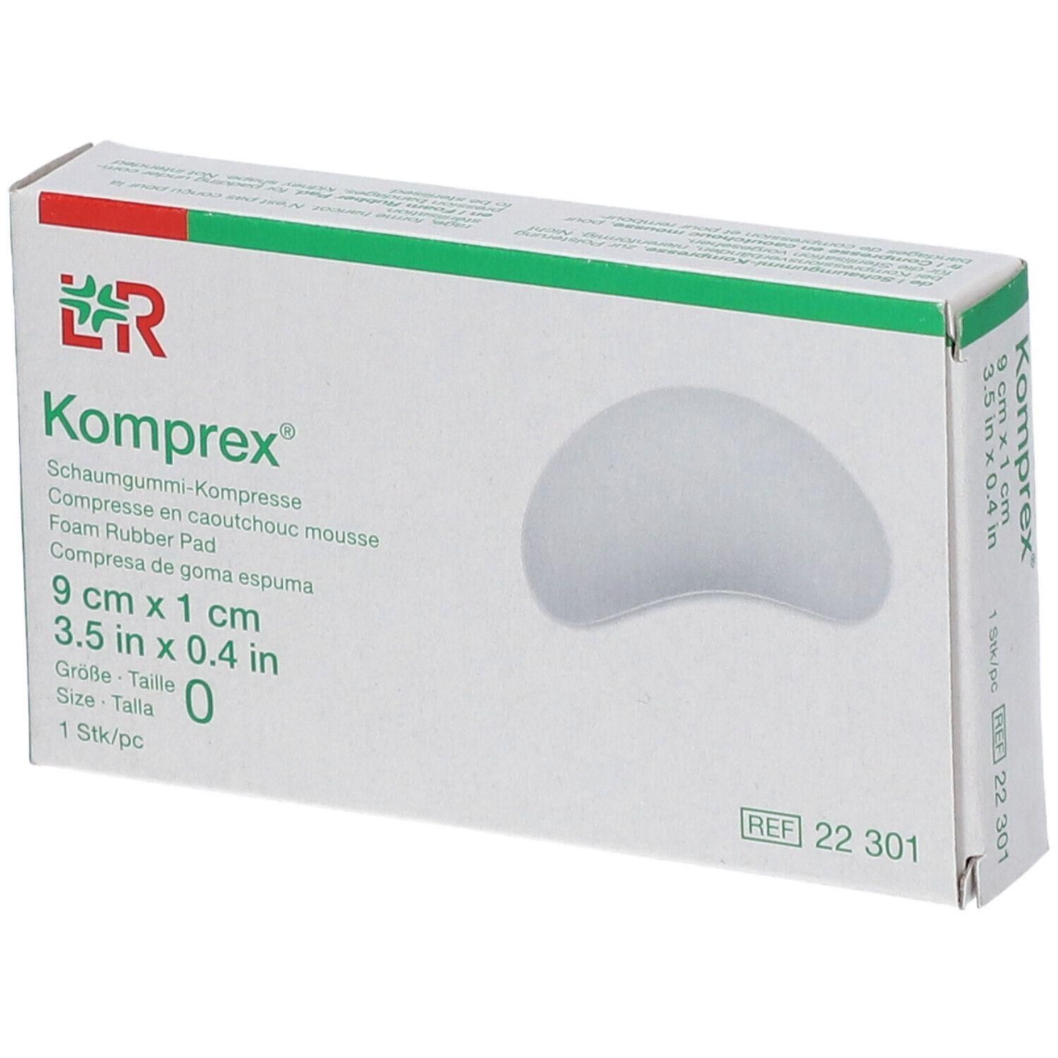Komprex schuimrubber kompres, 9 cm x 1 cm, maat 0.