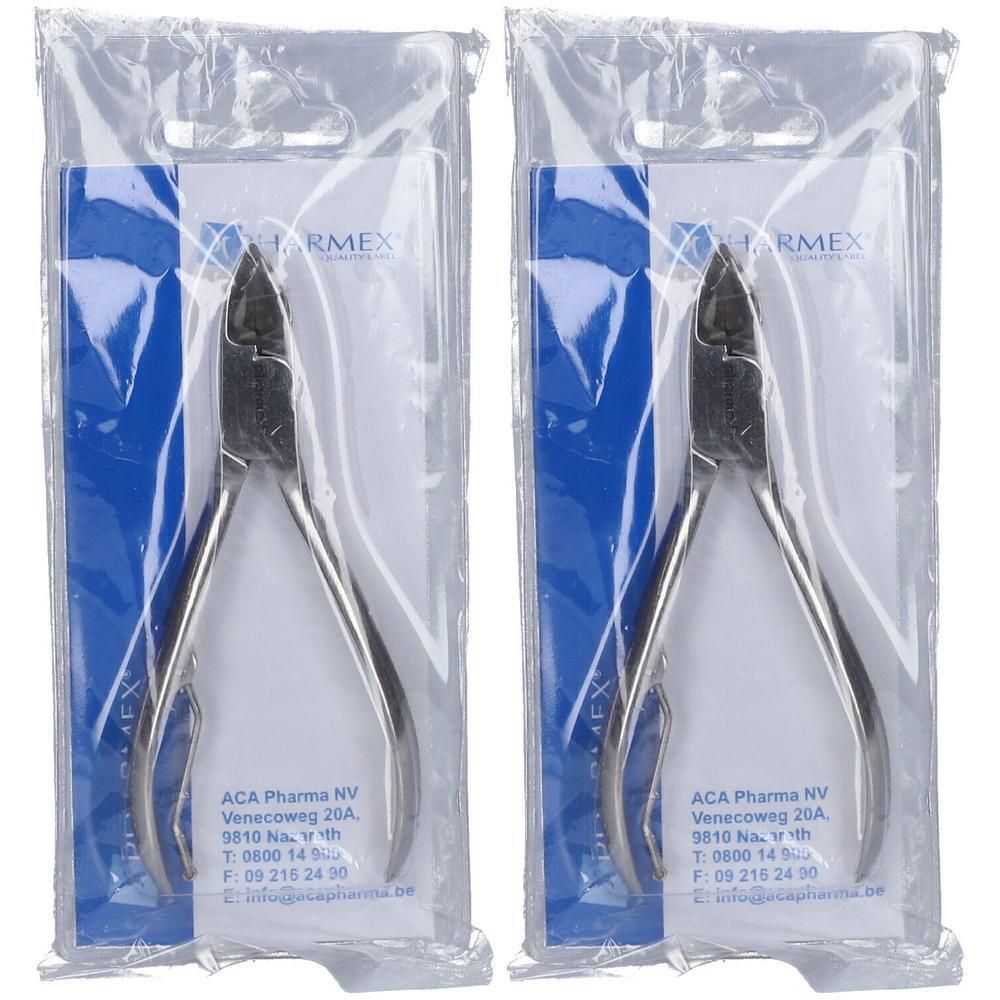 Deux paires de coupe-ongles en métal avec ressort, emballées.