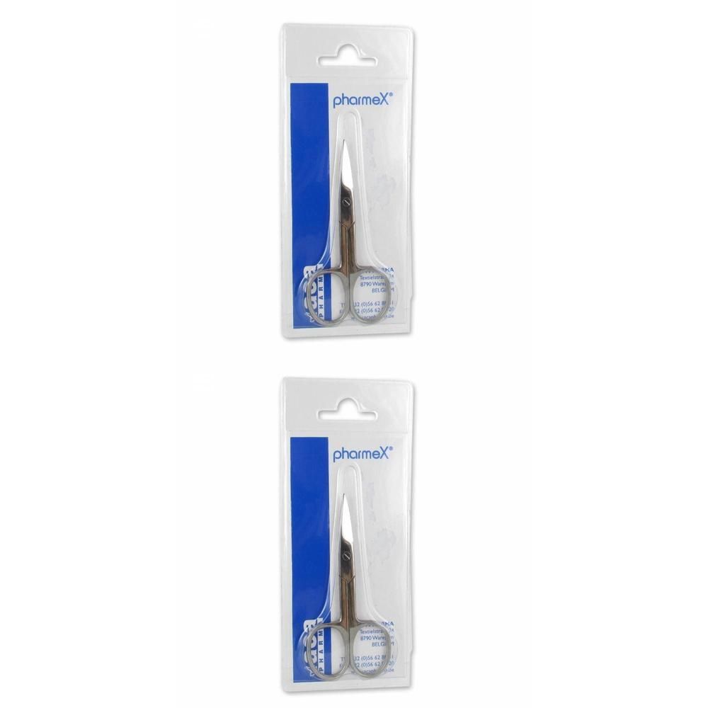 Deux paires de ciseaux à ongles droits en emballage blister avec logo Pharmex.