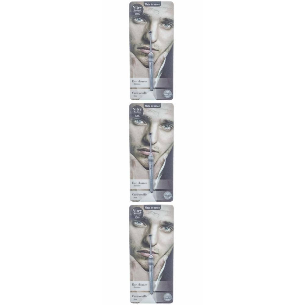 Nettoyeur d'oreilles Vitry en acier inoxydable, lot de trois.