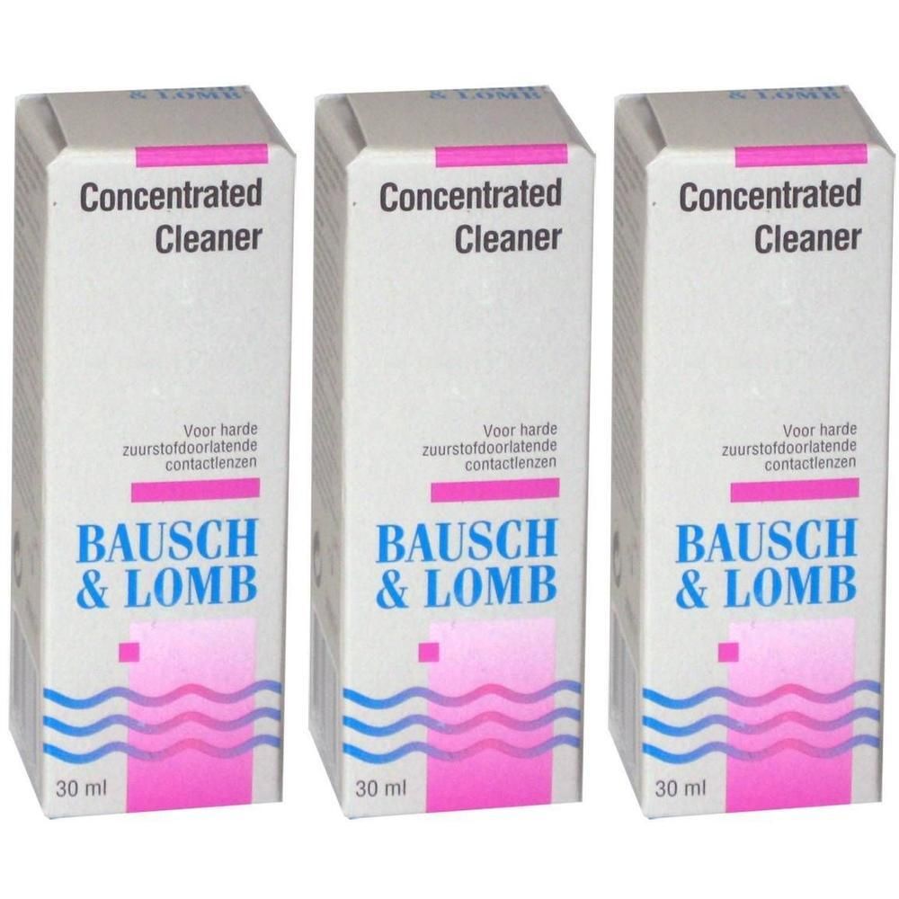 Trois boîtes de Bausch & Lomb Concentrated Cleaner, 30 ml chacune.