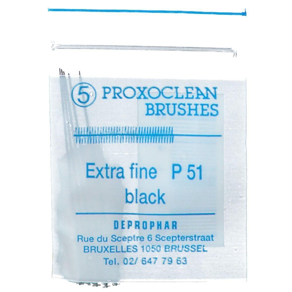 Pack de 5 brosses Proxoclean extra fines P 51 noires.