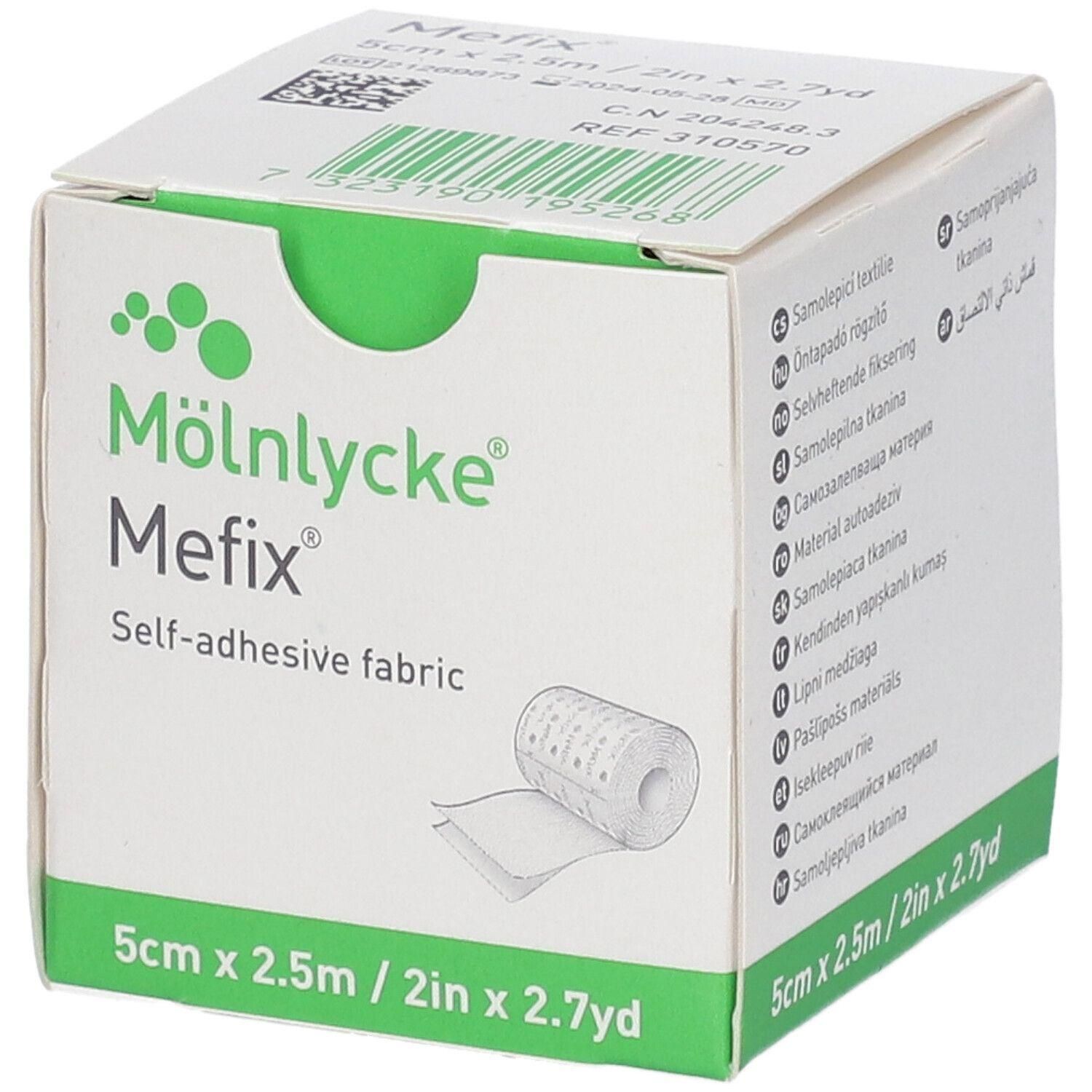 Mölnlycke Mefix zelfklevend fixatiemateriaal, 5cm x 2,5m.