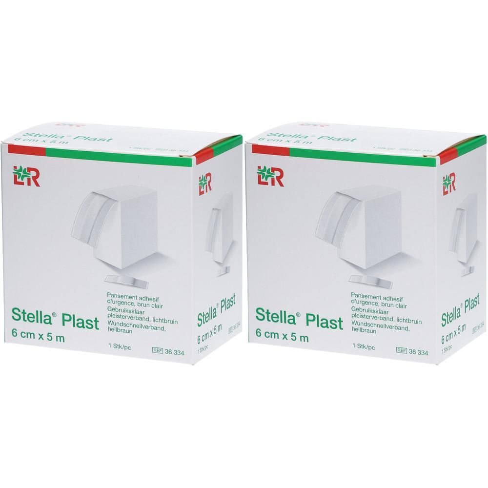 Twee pakken Stella Plast kleefpleister, 6 cm x 5 m.
