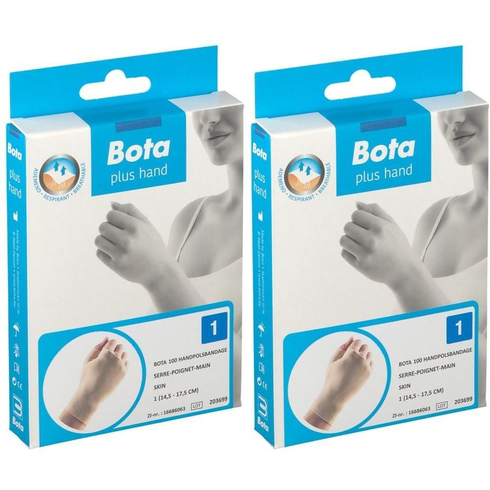 Deux paquets de bandage pour main Bota, taille 1, couleur chair.