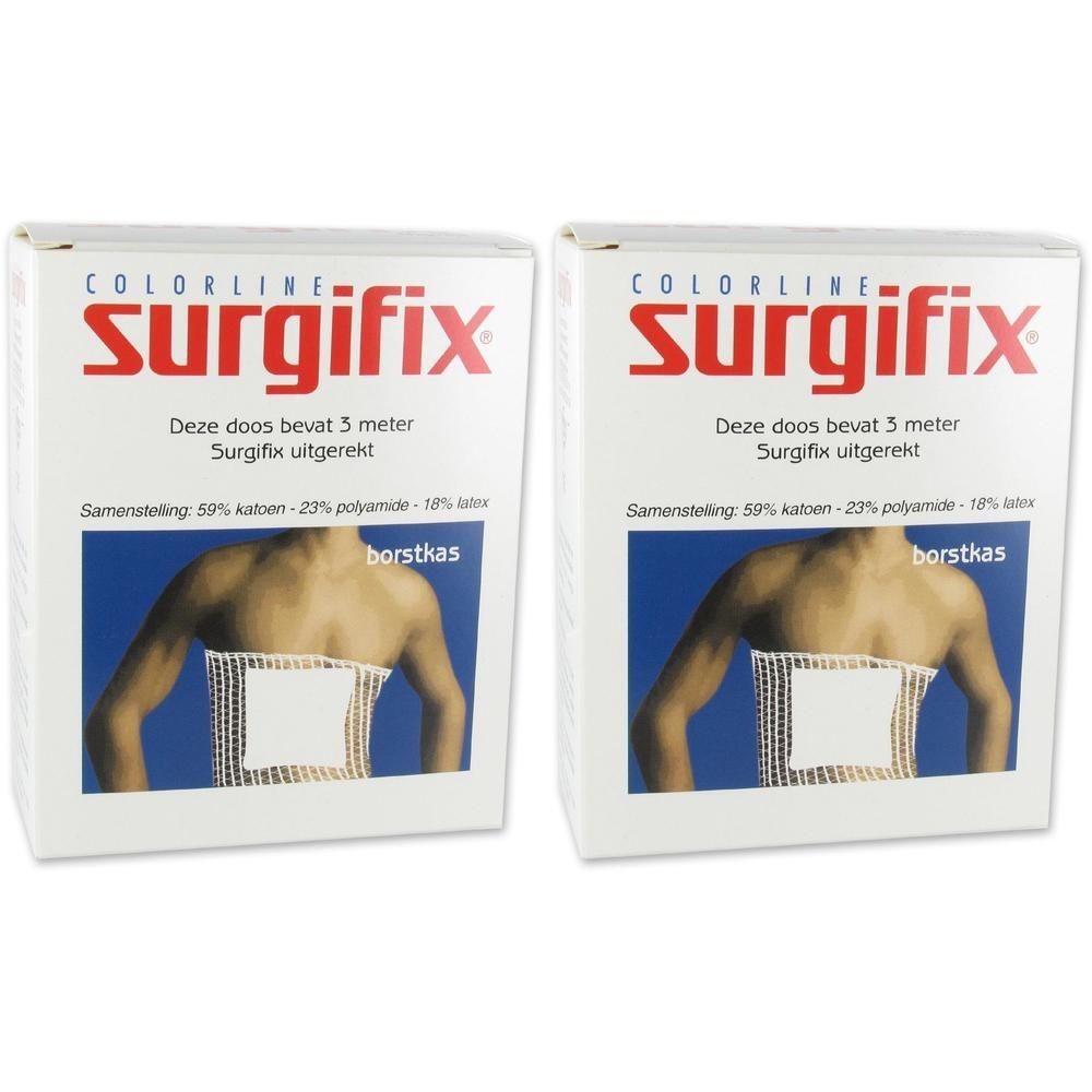 Deux boîtes de bandages thoraciques Surgifix 8. Chaque boîte contient 3 mètres de bandage.