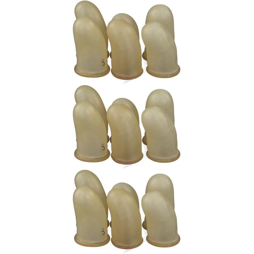 Tien beige latex vingercondooms, maat 5.