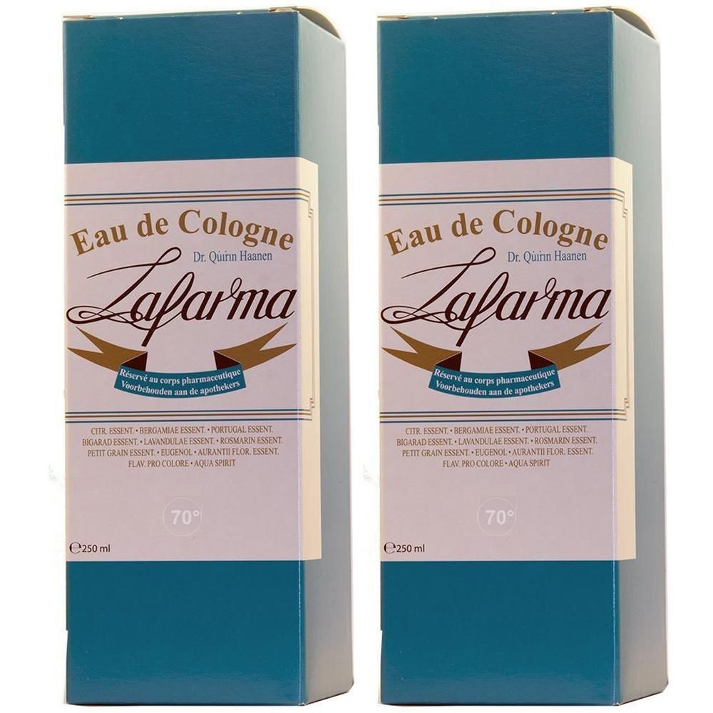 Twee dozen LAFARMA Eau de Cologne 70°, 250 ml.