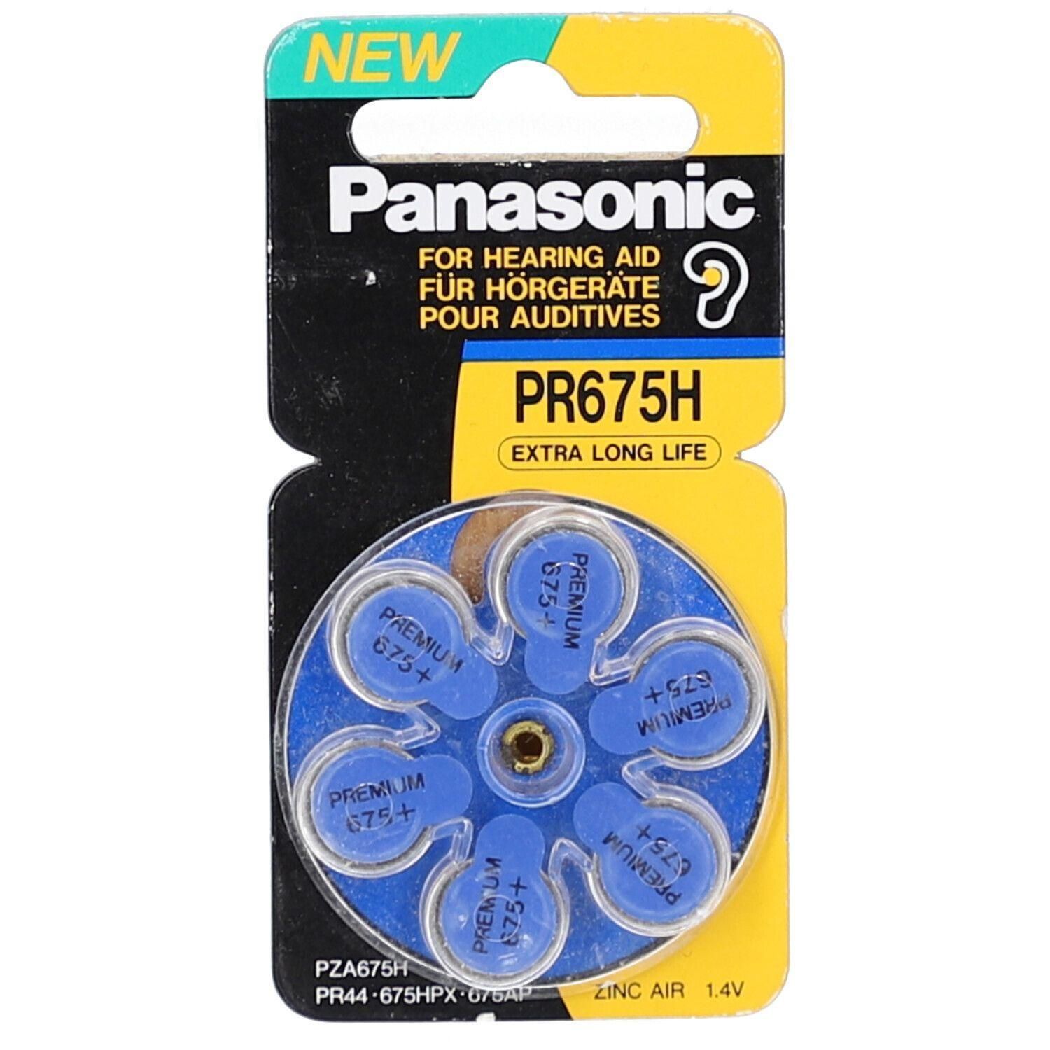 Panasonic PR675H hoortoestelbatterijen, 6 stuks in blisterverpakking. Zink-lucht, 1.4V.