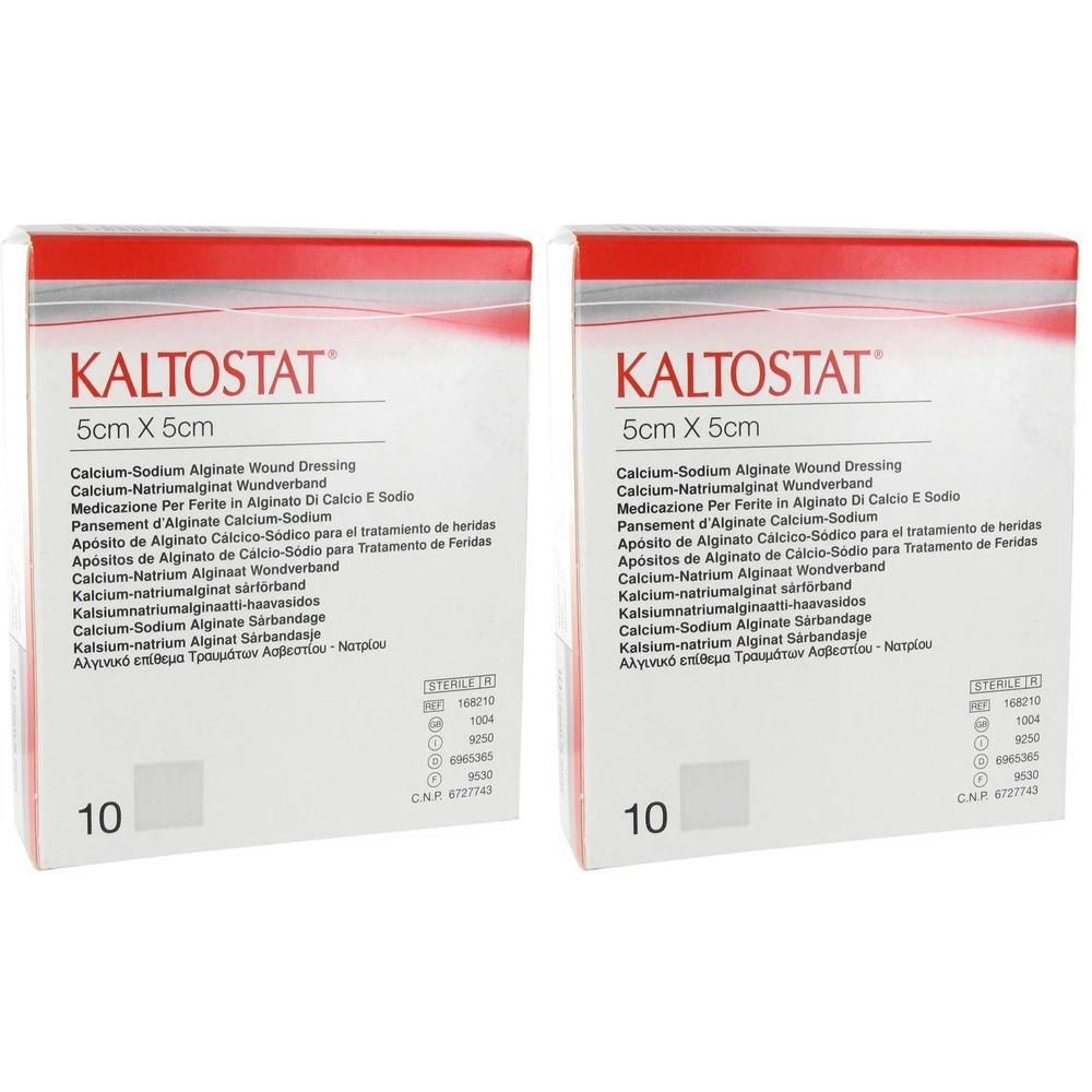 Deux boîtes de pansement Kaltostat 5cm x 5cm.
