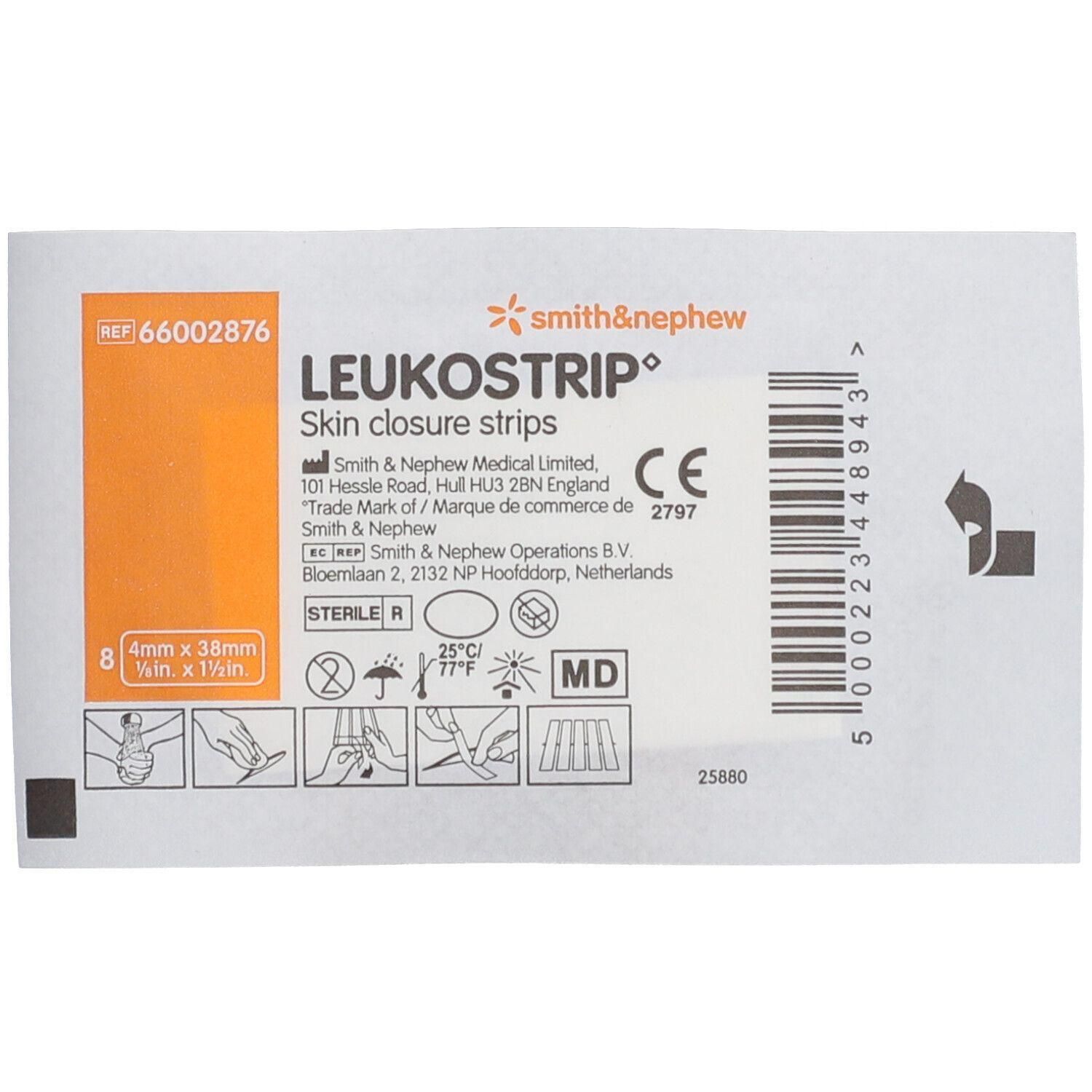 Leukostrip huidsluitstrips, 4mm x 38mm, steriel verpakt.