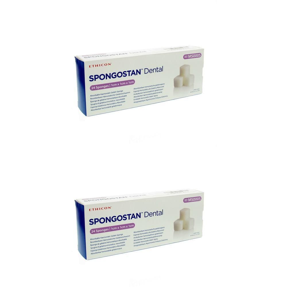 Boîte de 24 éponges Spongostan Dental.