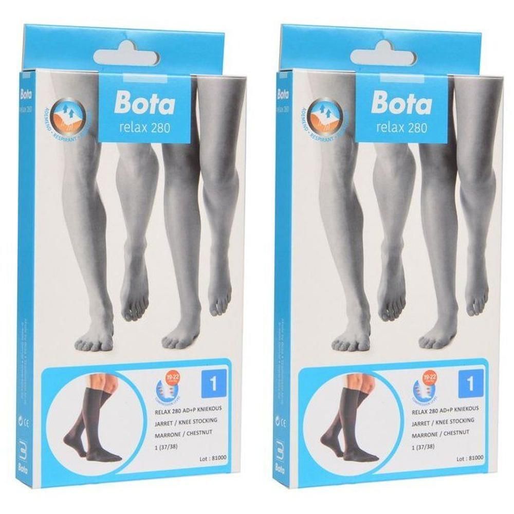Twee pakken Bota Relax 280 compressiekousen, Marron, Maat 1.