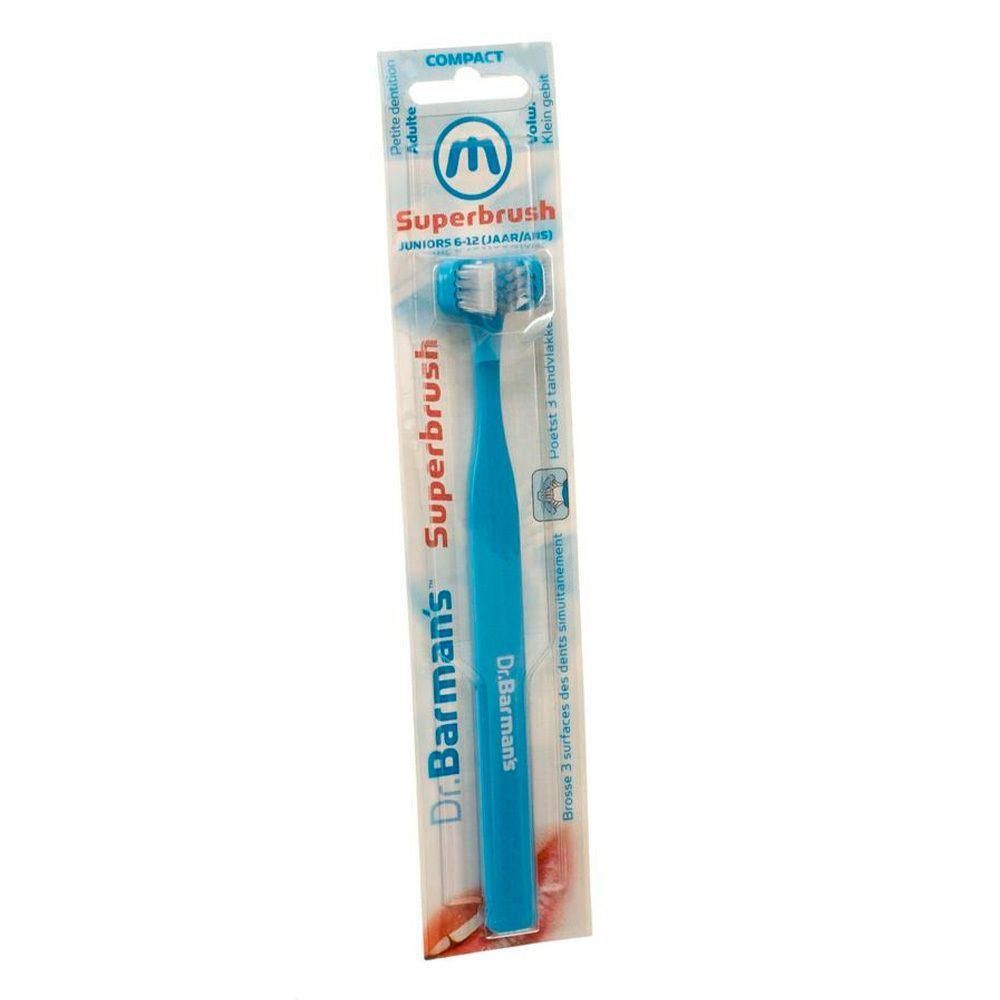 Brosse à dents Junior Superbrush Dr. Barman's, 3 faces, bleue.