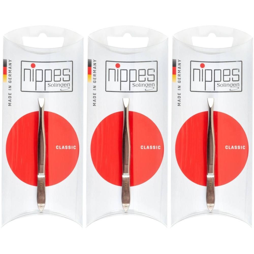 Trois pinces à épiler Nippes, Classic, fabriquées en Allemagne.