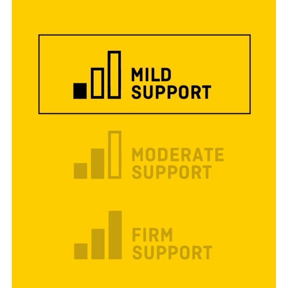 Grafiek met drie niveaus: MILD SUPPORT, MODERATE SUPPORT, FIRM SUPPORT.