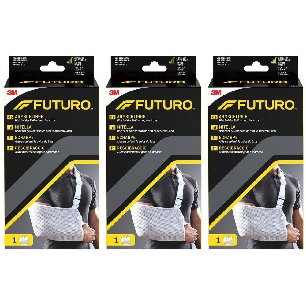Trois écharpes FUTURO en emballage de vente au détail.