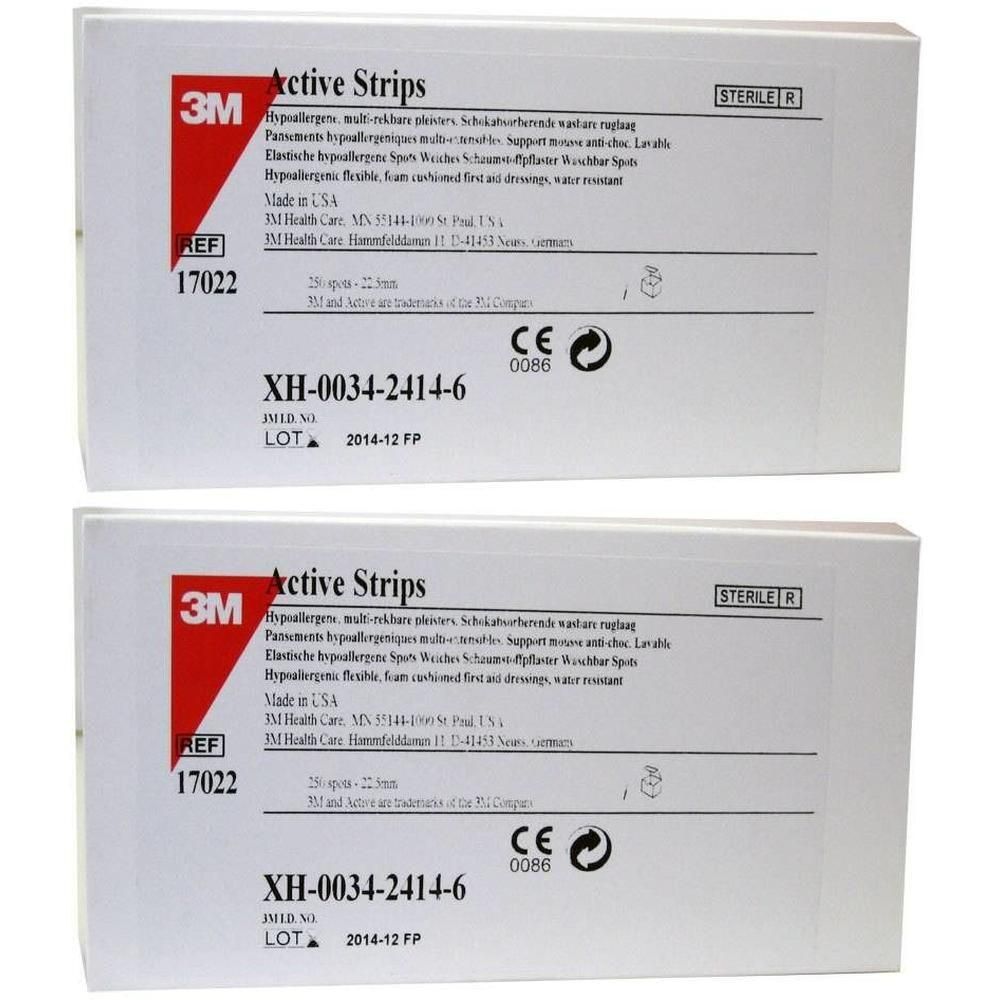 Deux paquets de 3M Nexcare Active Strips, stériles, résistants à l'eau, 23mm de diamètre.