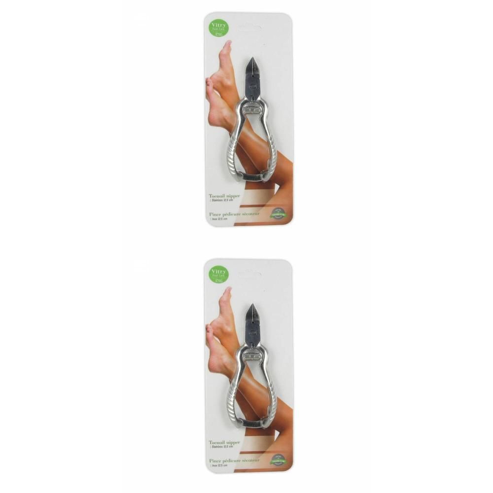 Roestvrijstalen pedicure tang met gebogen handvatten.