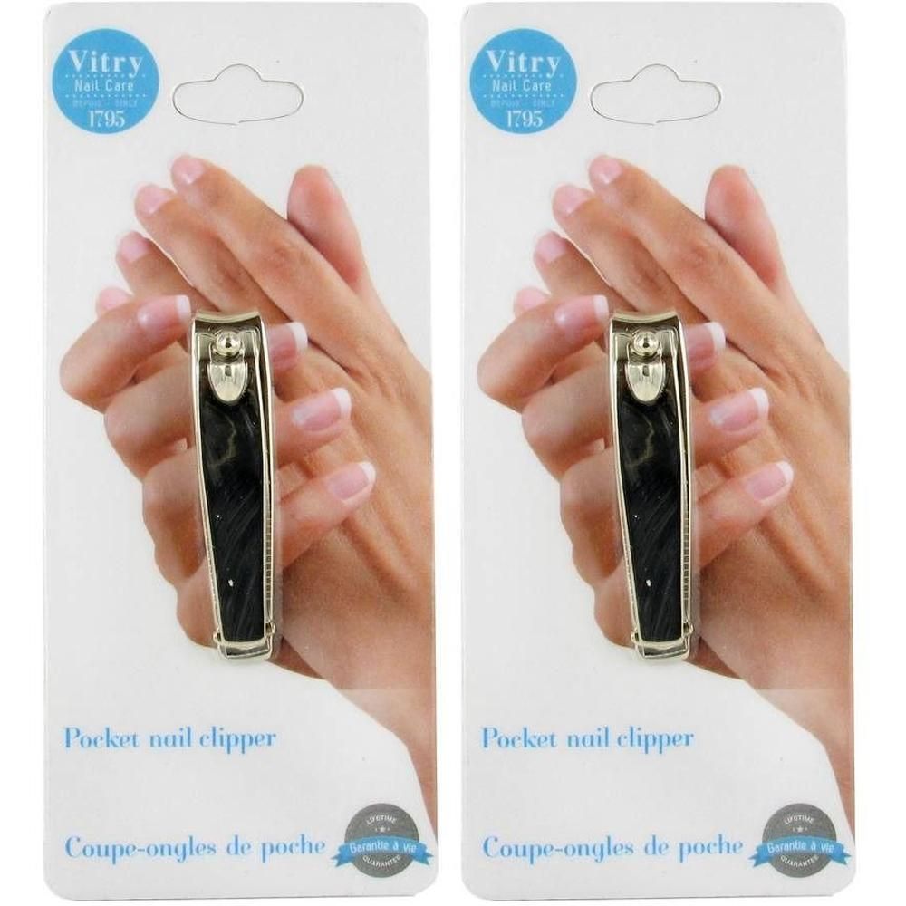 Coupe-ongles de poche Vitry avec manche noir.