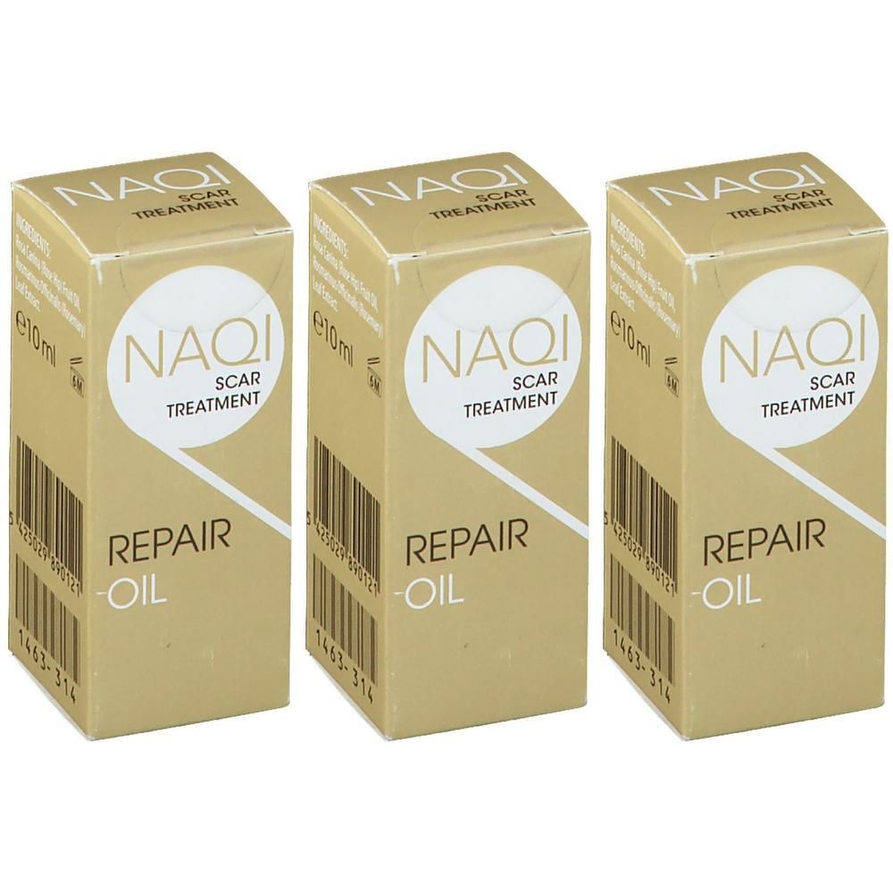Trois boîtes d'huile NAQI Repair Scar Treatment, 10ml.
