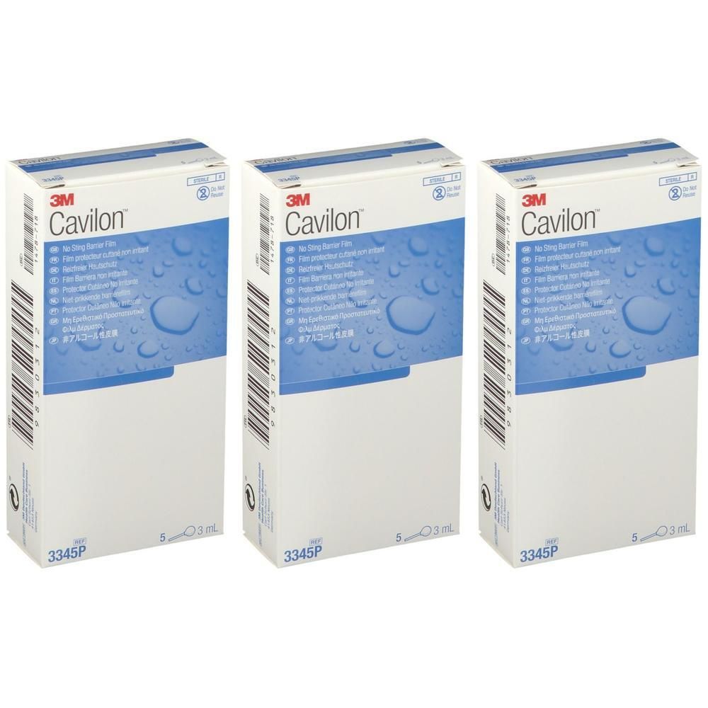 Trois paquets de film protecteur cutané 3M Cavilon. Film stérile non irritant.
