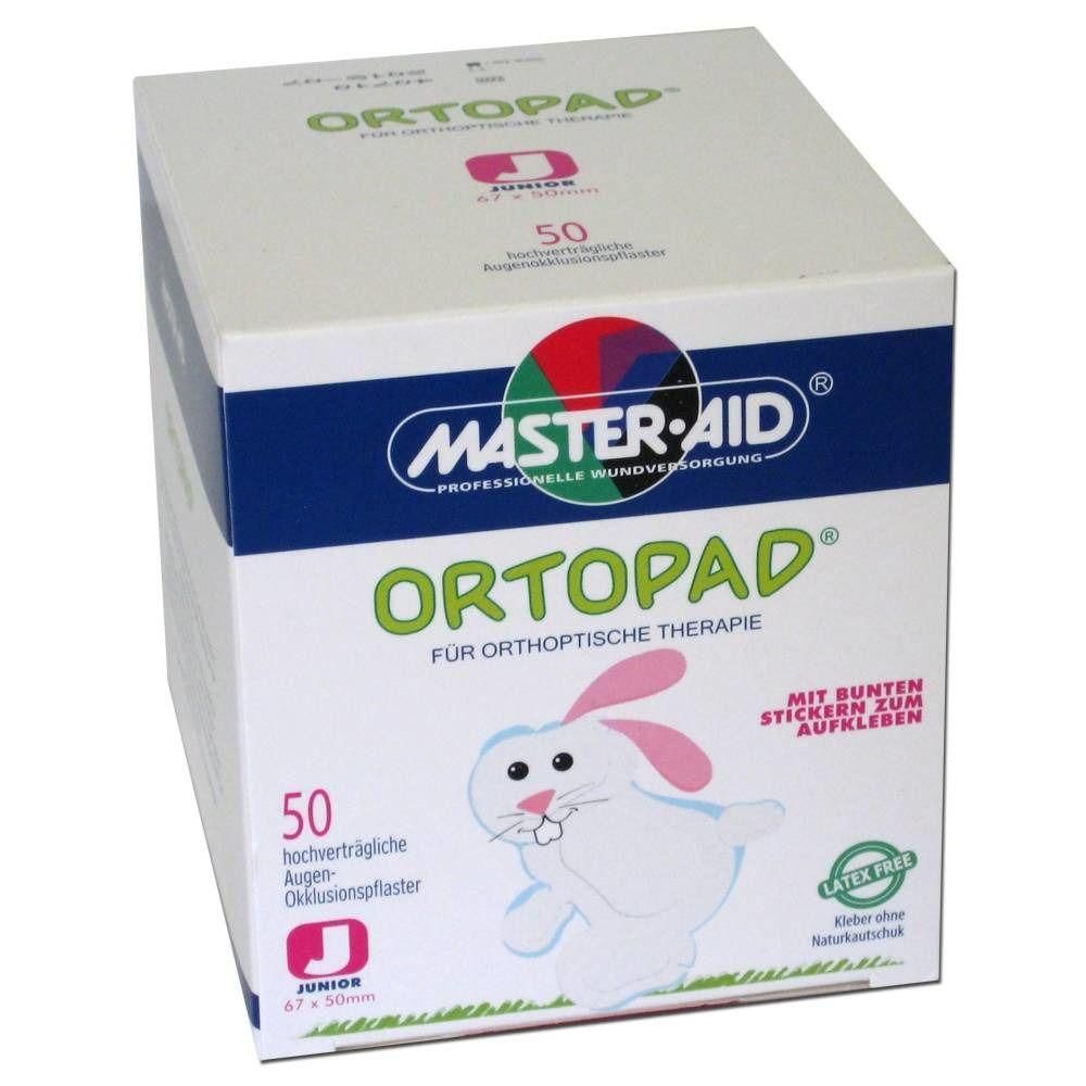 Boîte de 50 pansements oculaires Ortopad Junior pour thérapie orthoptique, sans latex.