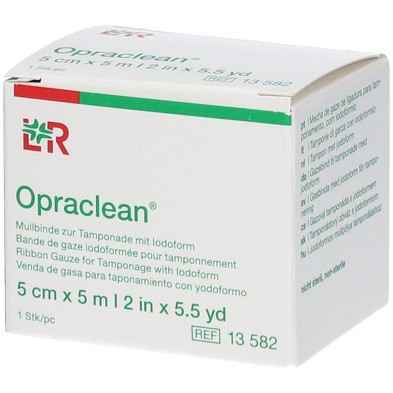 Opraclean Gaasverband met jodoform voor tamponnade, 5 cm x 5 m.