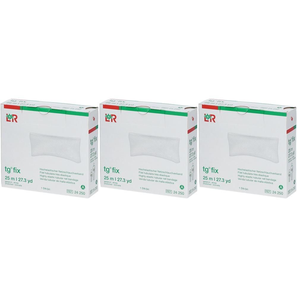 Drie verpakkingen tg*fix Vingerbuisverband, 25 m lengte.