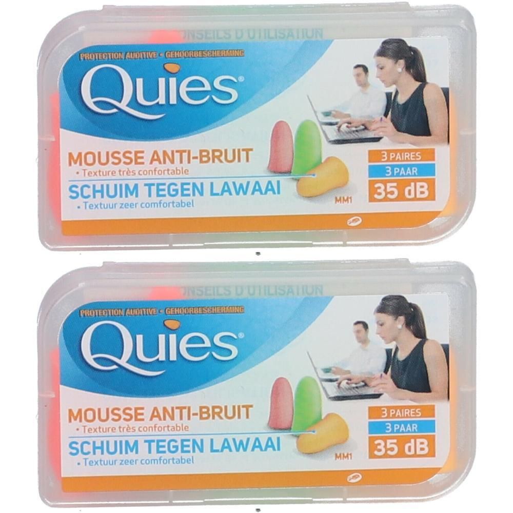 Bouchons d'oreilles en mousse Quies, 3 paires, protection 35 dB.