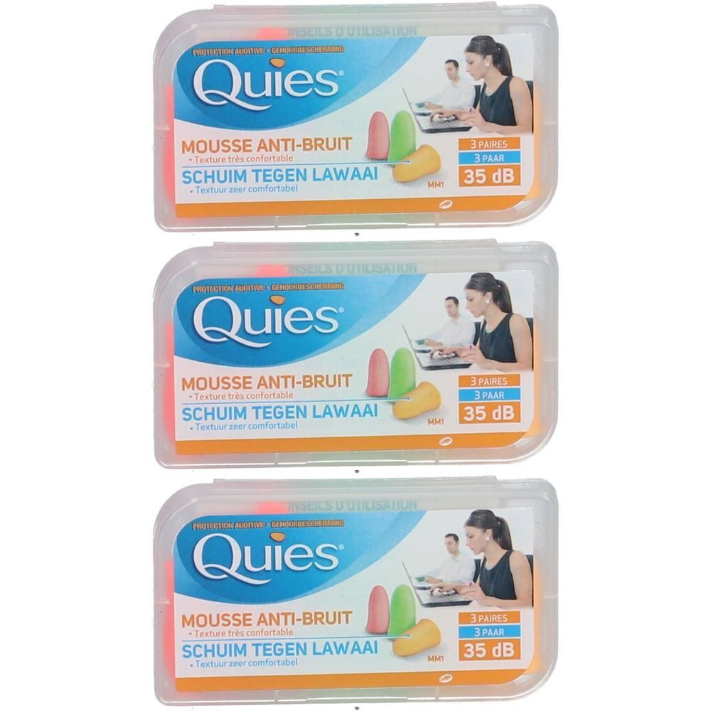Quies Schuim oordopjes, 3 paar, 35 dB gehoorbescherming.