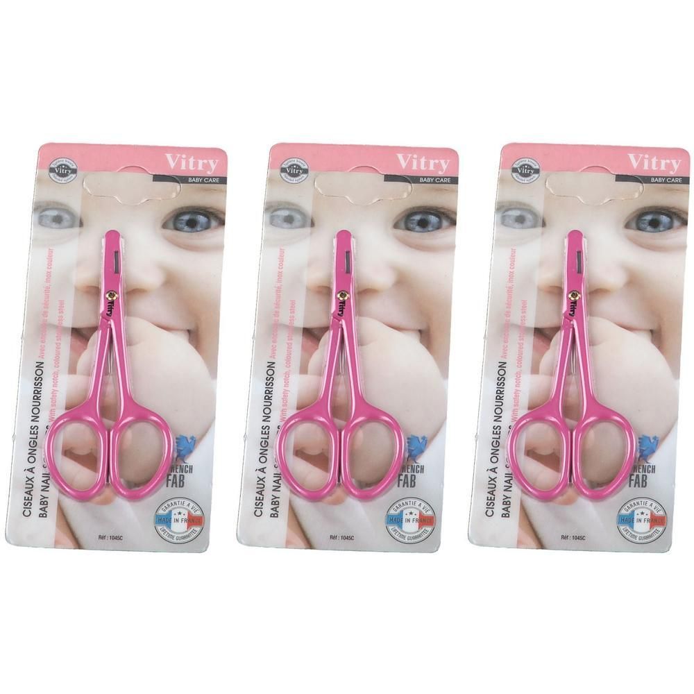Vitry Babyschaartje, RVS, roze. Klein schaartje met afgeronde punten voor baby's.