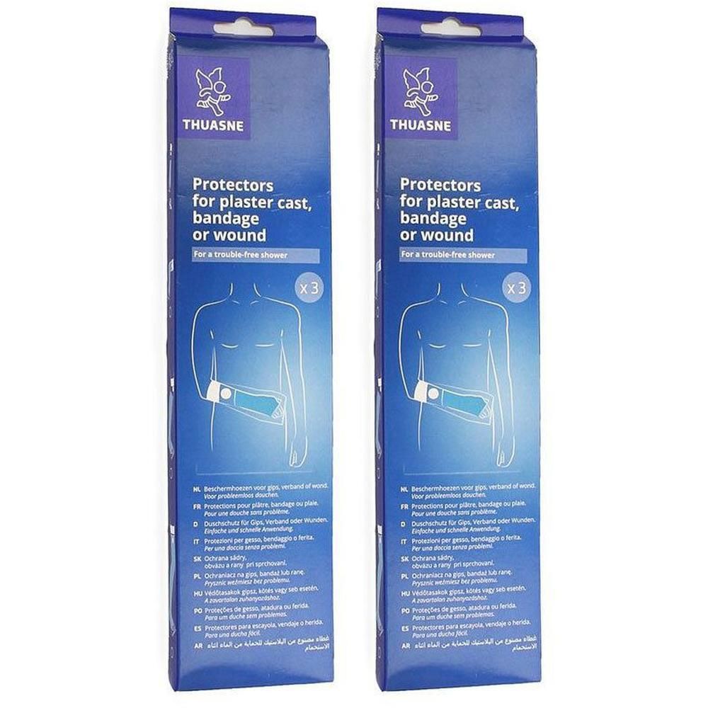 Deux paquets de Protections Thuasne pour plâtres, bandages ou blessures. Pour une douche sans souci.