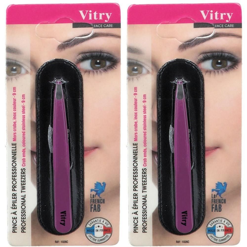 Vitry professionele pincet met krabbenuiteinden, 9 cm, van gekleurd roestvrij staal.