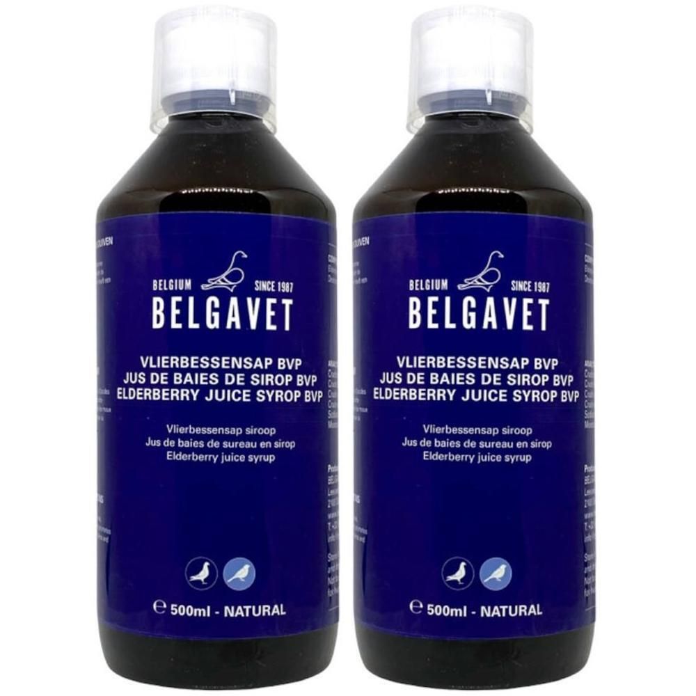 Deux bouteilles de sirop de sureau Belagavet, 500ml.