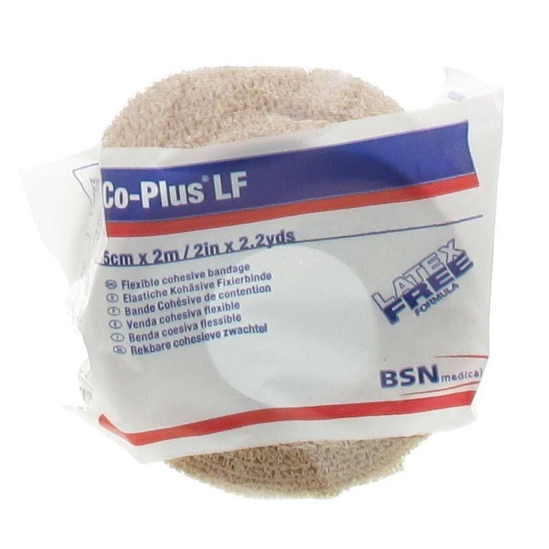 Co-Plus LF flexibele cohesieve zwachtel, huidkleurig, 5cm x 2m. Latex vrije formule.