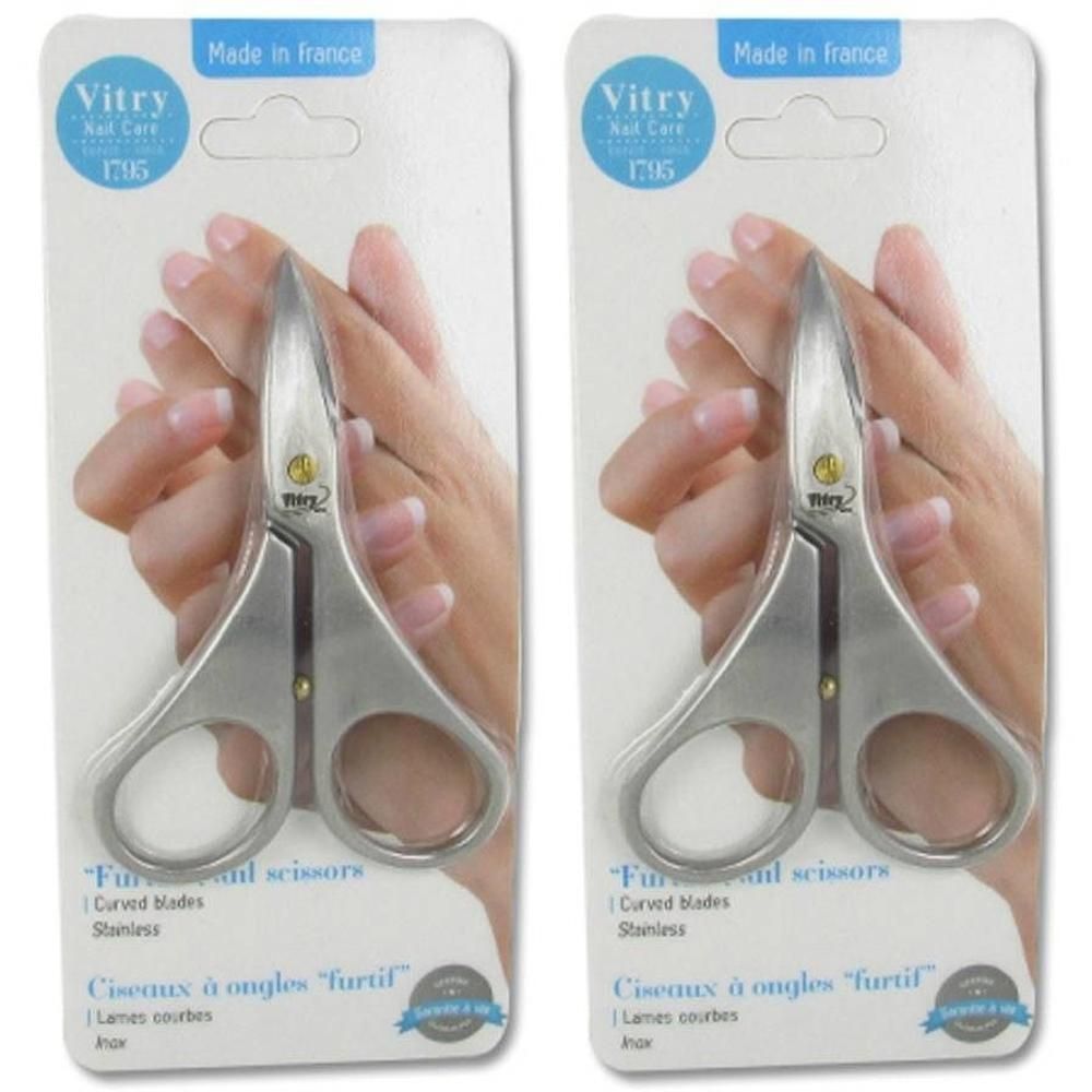 Ciseaux à ongles Vitry à lames courbes en acier inoxydable, fabriqués en France.