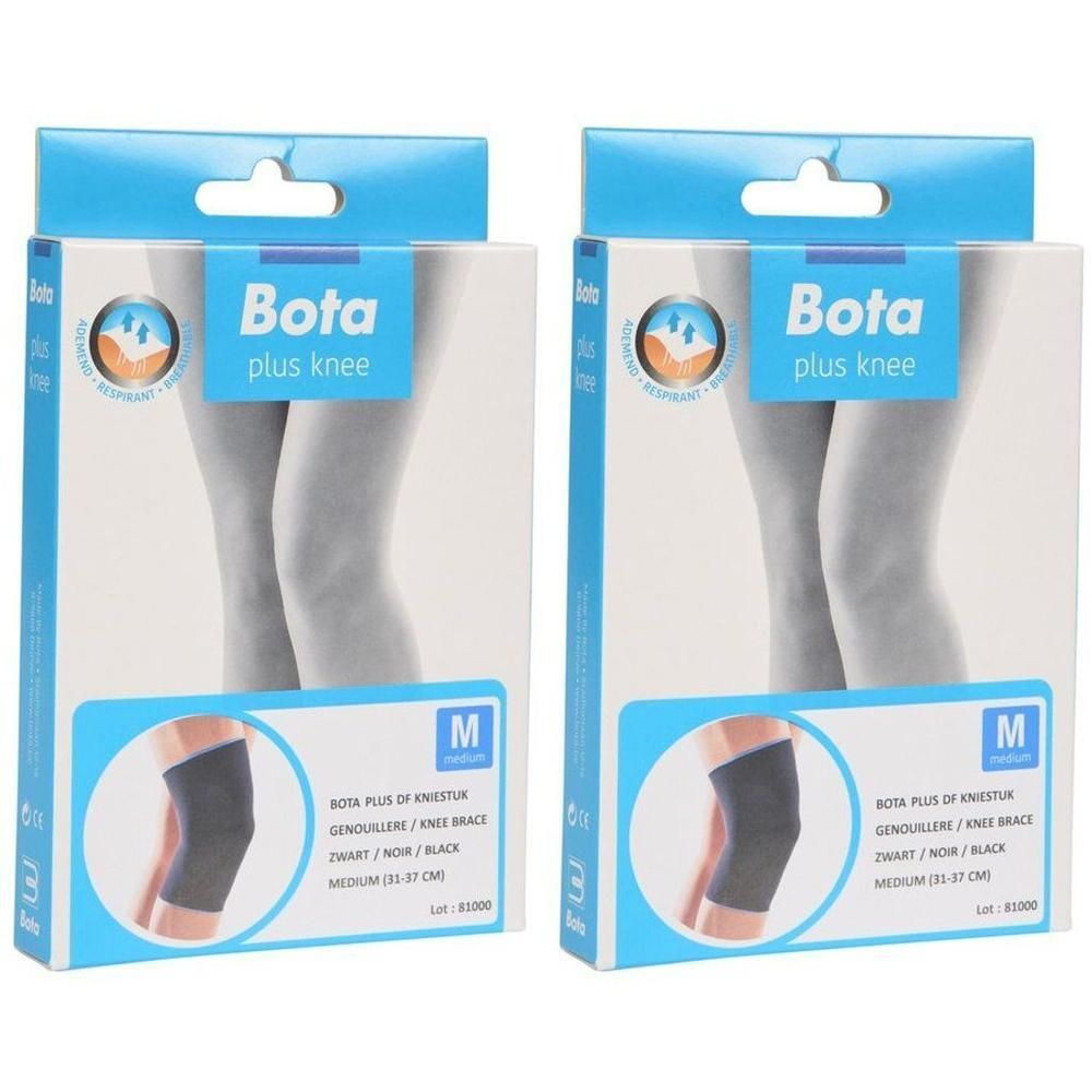 Deux paquets de genouillère Bota Plus noire, taille M.