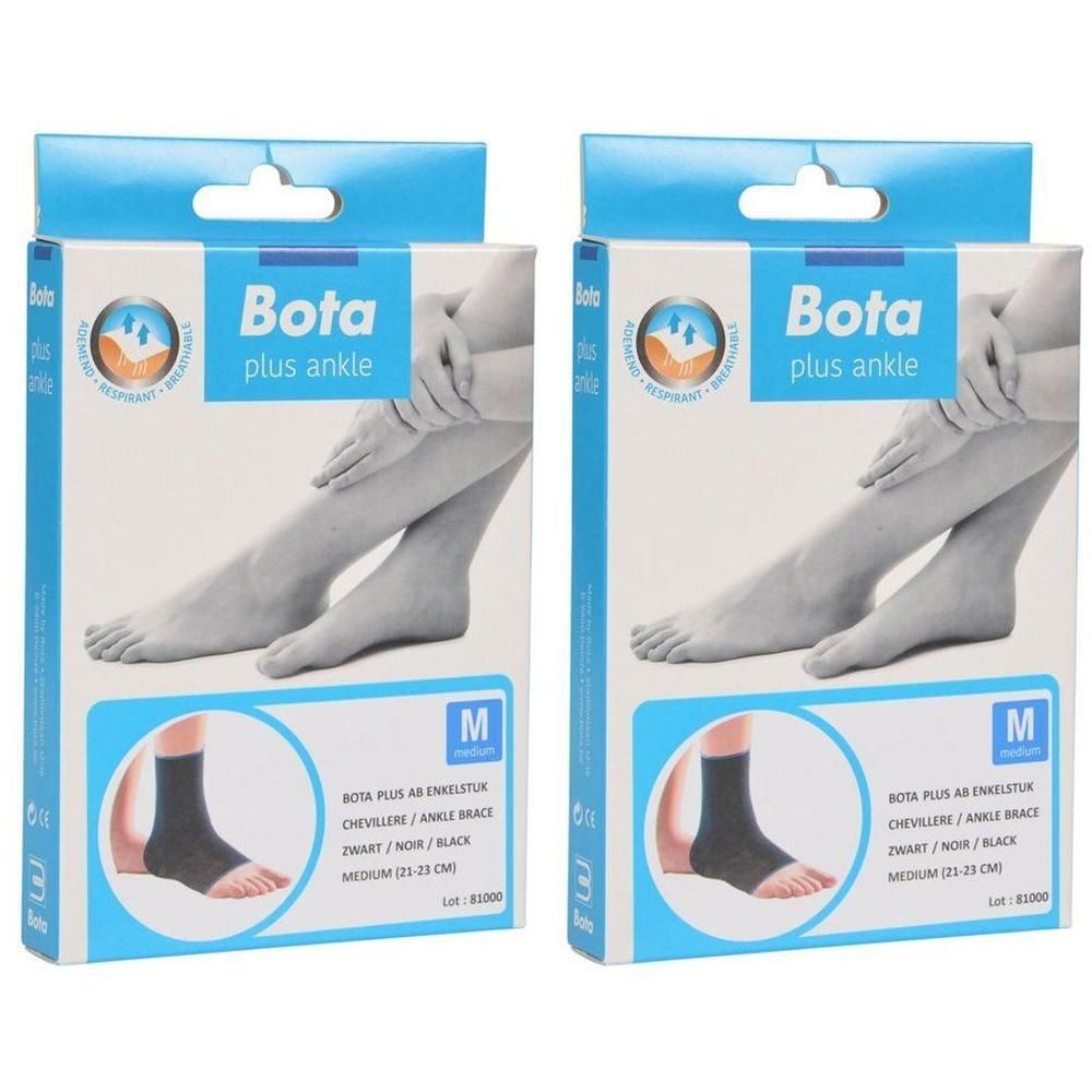 Twee verpakkingen Bota Plus enkelbrace zwart, maat M.