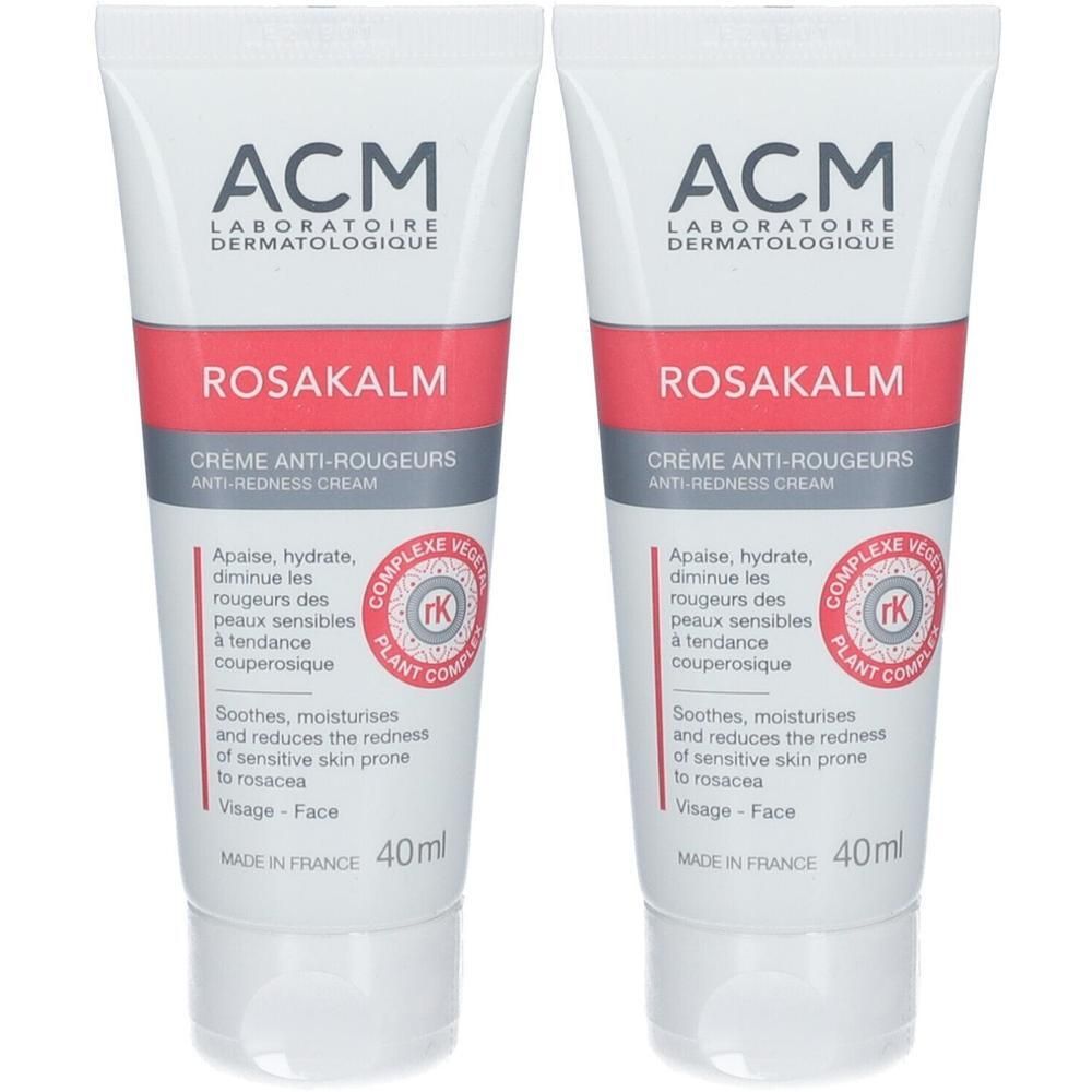 Twee tubes ACM Rosakalm anti-roodheid crème, elk 40ml.