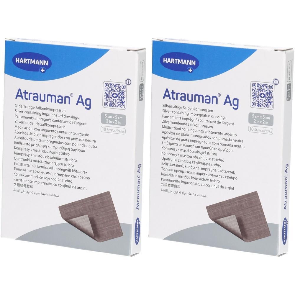 Hartmann Atrauman Ag Pansements imprégnés d'argent, 5x5cm, 10 pièces.