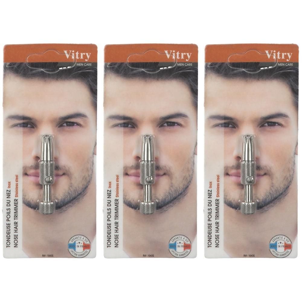 Tondeuse à poils de nez Vitry en acier inoxydable, sous blister.