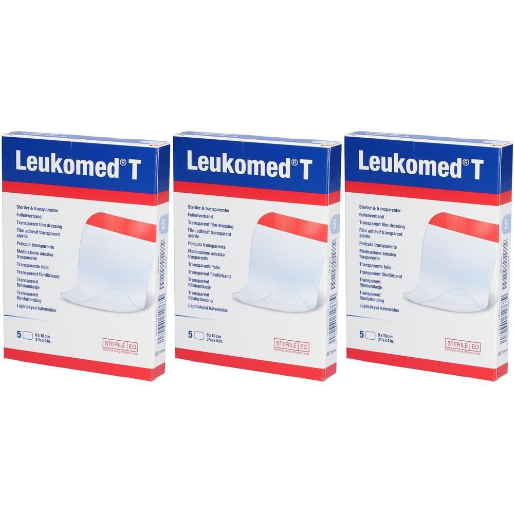 Trois paquets de pansements stériles et transparents Leukomed T.