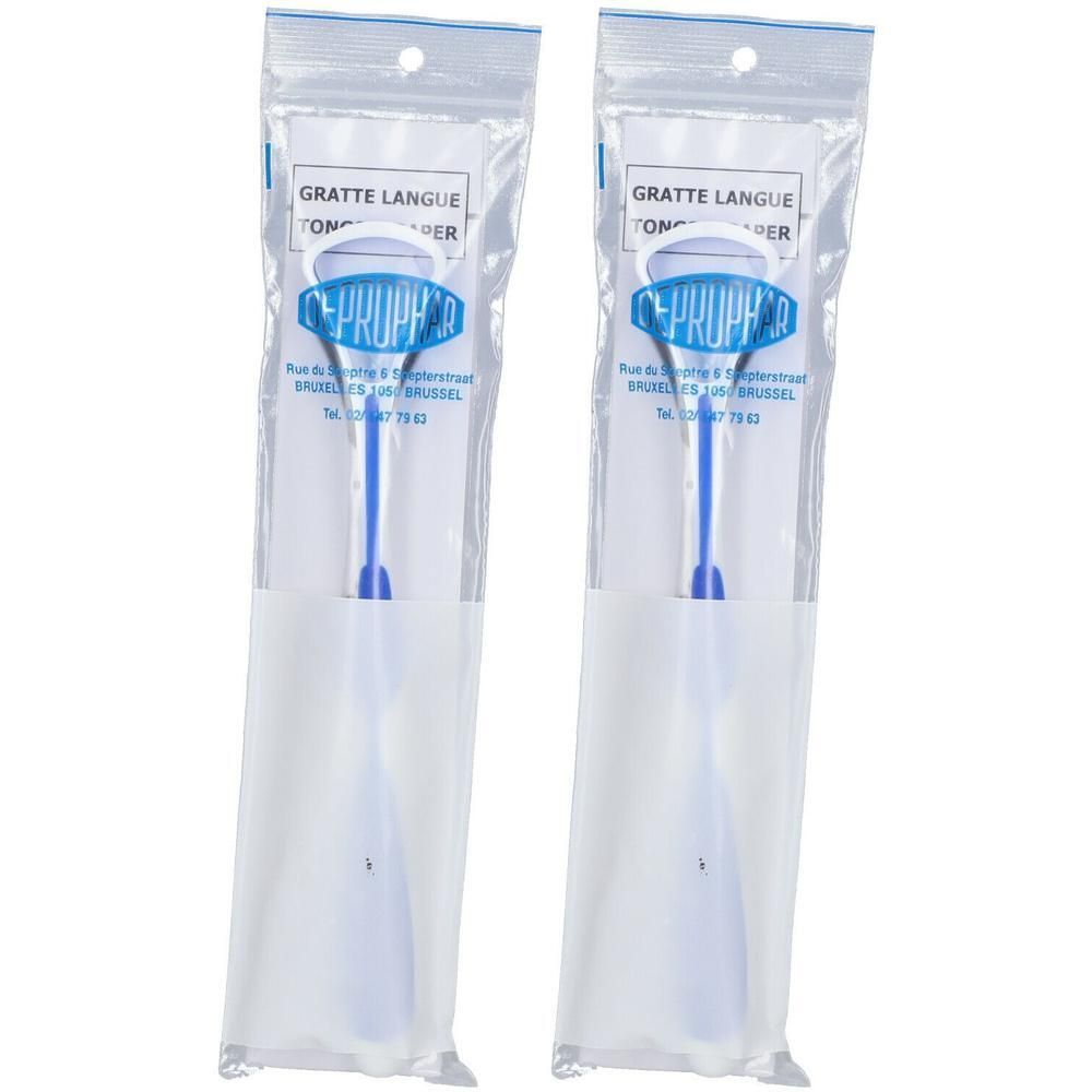 Twee tongschrapers met blauw handvat, individueel verpakt.