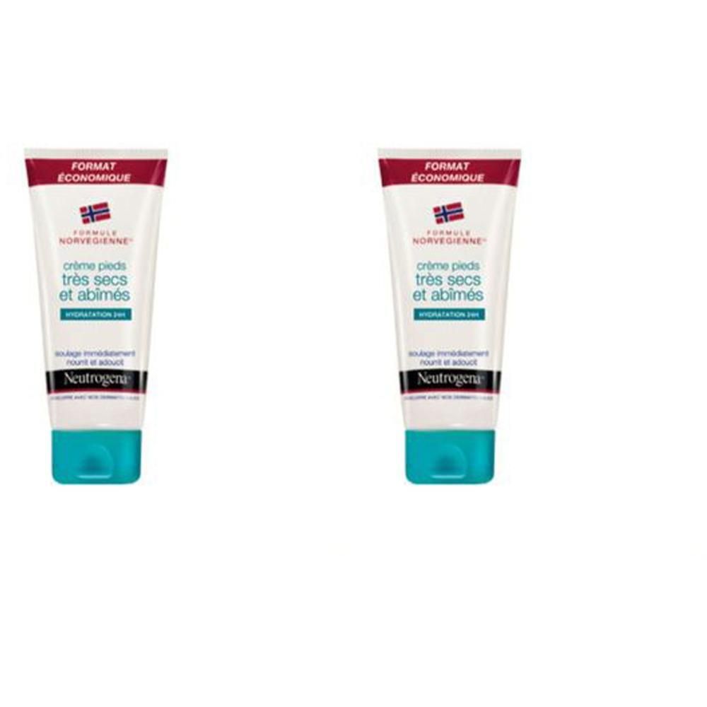 Deux tubes de crème pour pieds Neutrogena, très secs et abîmés.
